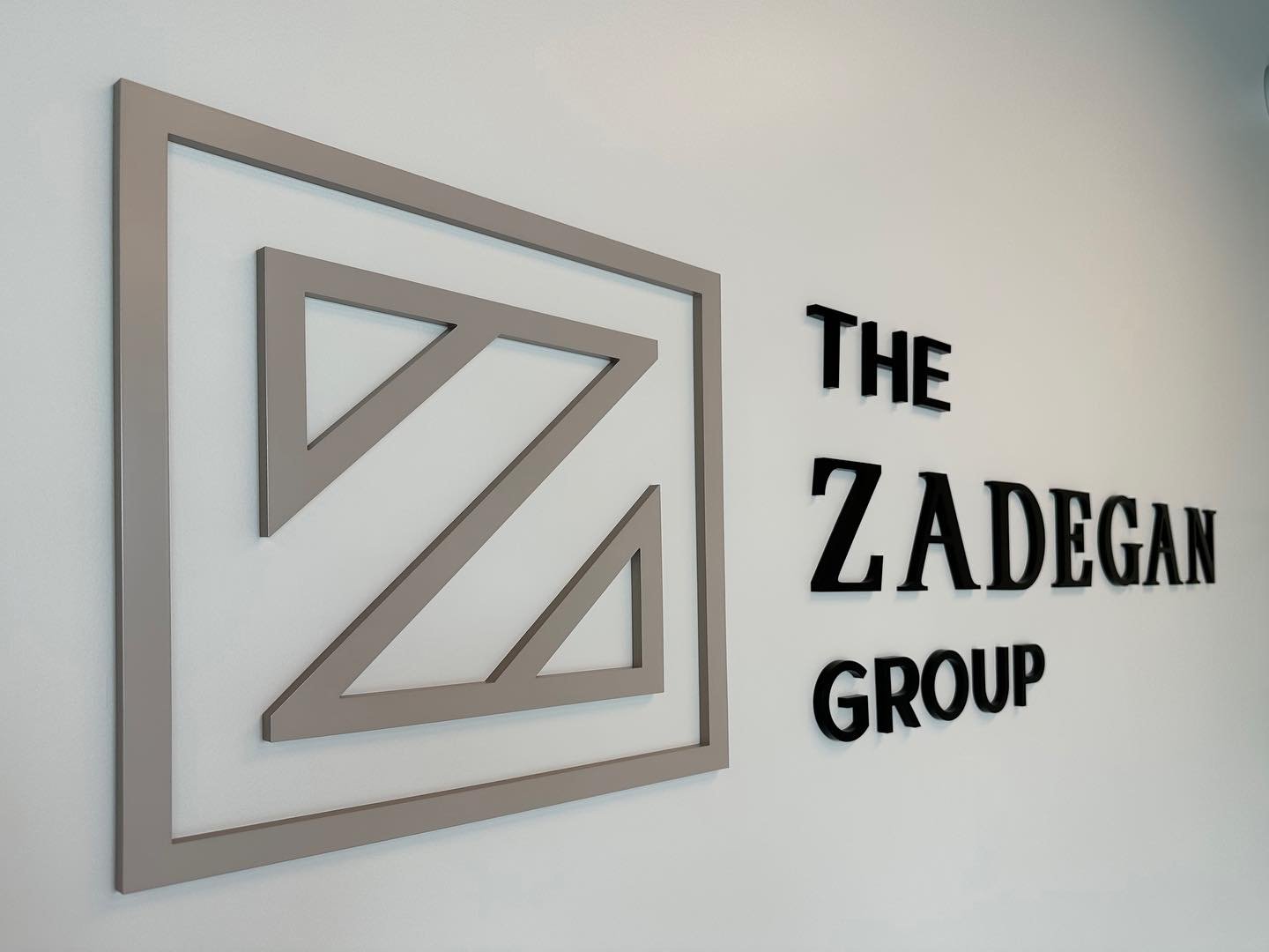 Interior office wall with dimensional logo and lettering